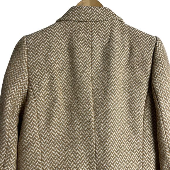 Anine Bing Tan Fishbone Wool Blend Double Breasted Relaxed Blazer Jacket Size S - Picture 11 of 16
